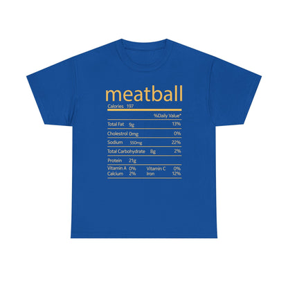 Meatball Nutrition Facts Funny Thanksgiving Christmas T-Shirt