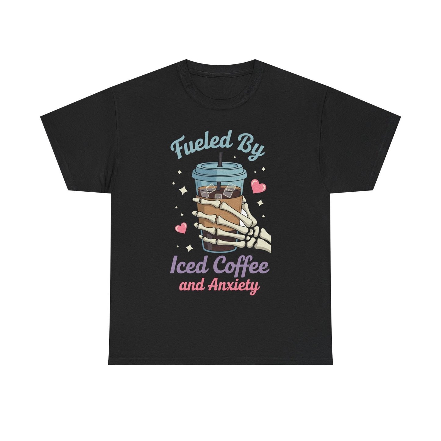 Fueled by Iced Coffee and Anxiety Funny Coffee Lover T-Shirt