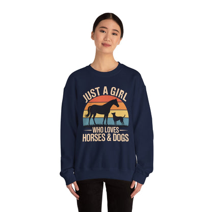 Just A Girl Who Loves Horses and Dogs Women Girls Sweatshirt