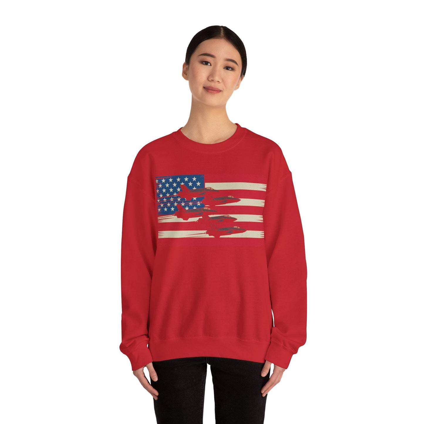 Vintage American Flag USA Fighter Jets 4th of July Patriotic Sweatshirt