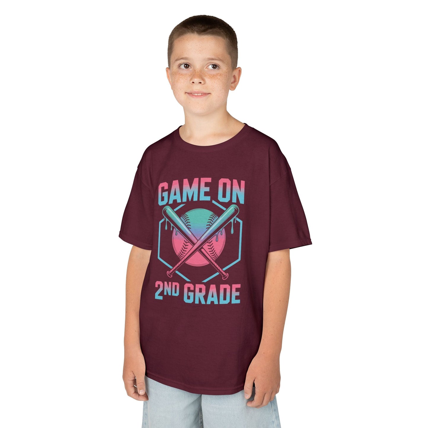 2nd Grade Back to School Baseball Drip Ice Cream Game On Kid T-Shirt