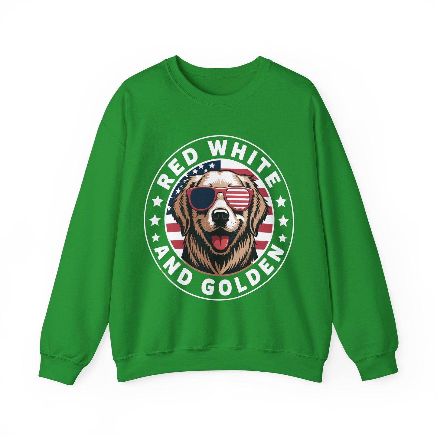 Red White Golden Retriever American Flag 4th of July Gift Sweatshirt