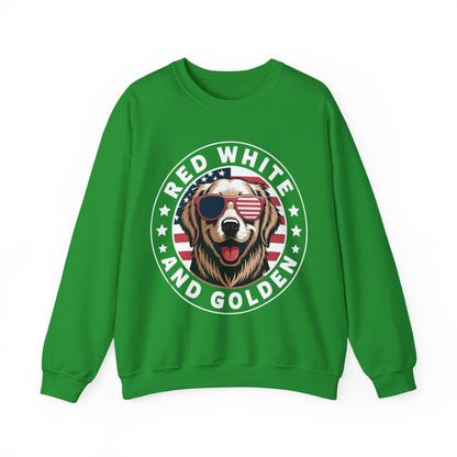 Red White Golden Retriever American Flag 4th of July Gift Sweatshirt