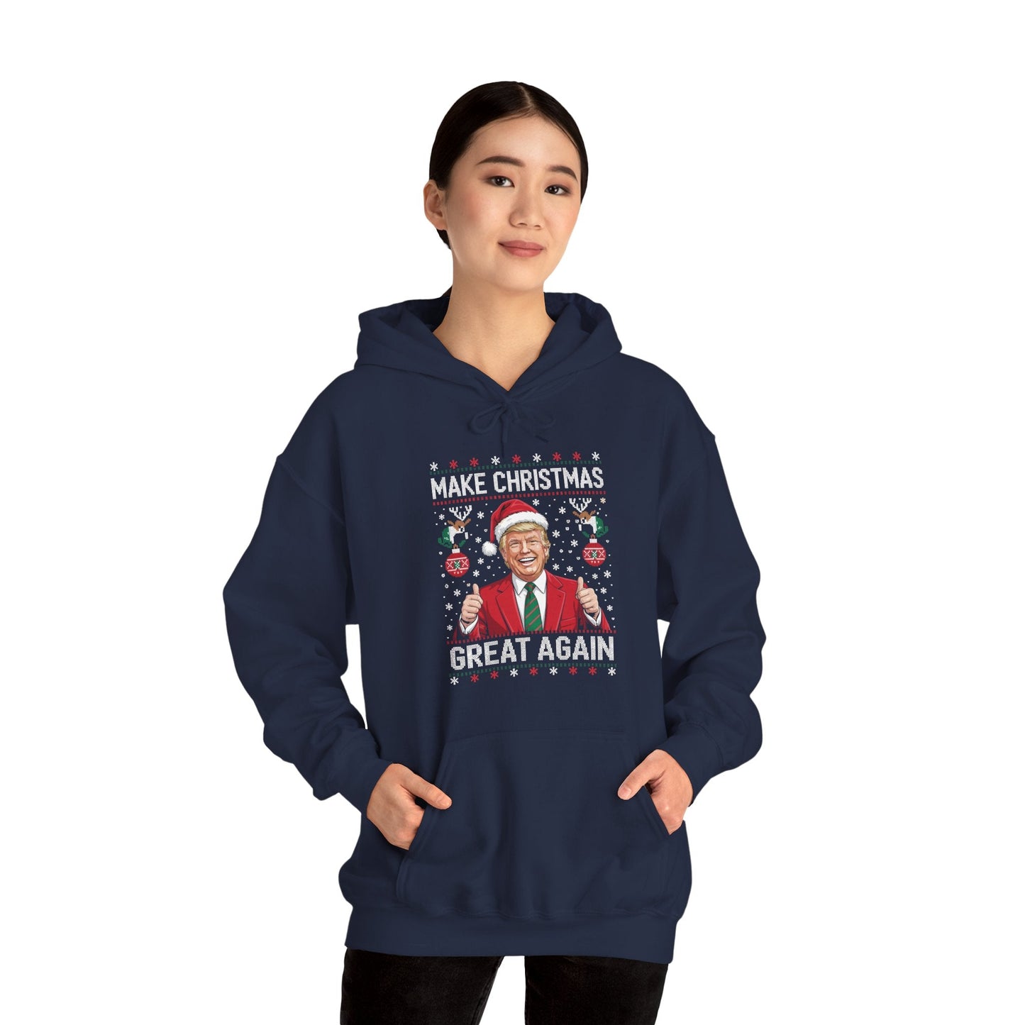 Funny Trump Make Christmas Great Again Xmas Pajamas Ugly Hoodie