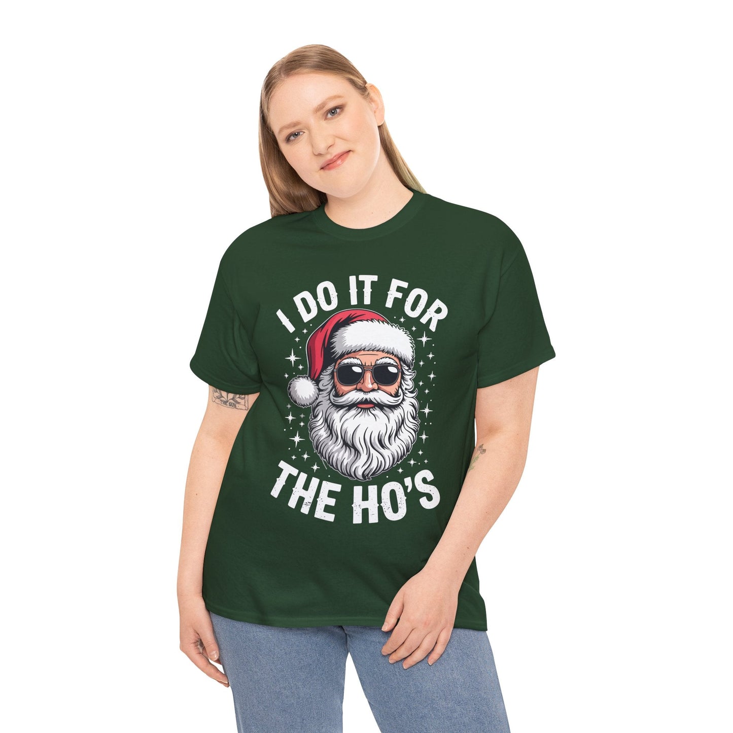I Do It For The Ho's Funny Inappropriate Christmas Santa T-Shirt