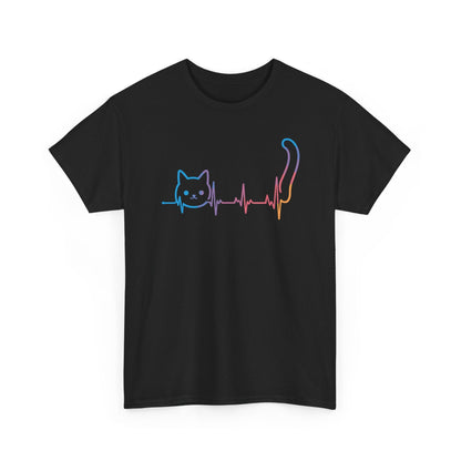 Heartbeat Cat Lover Animal Silhouette Cute Cat T-Shirt