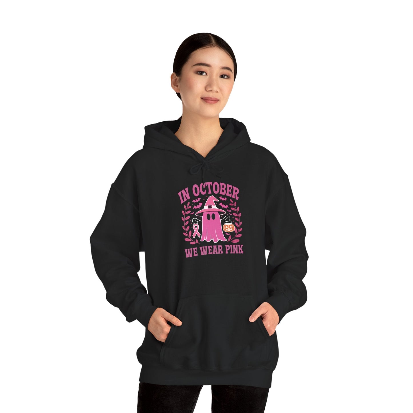 In October We Wear Pink Breast Cancer Awareness Halloween Hoodie