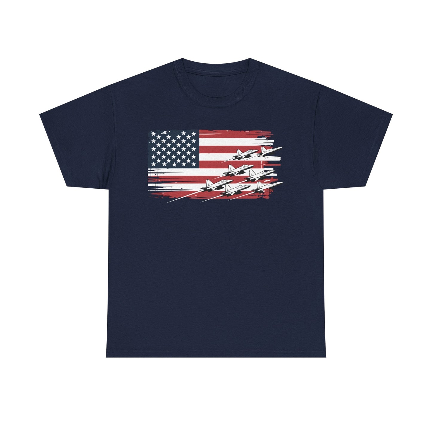 Patriotic Red White Blue USA Flag Fighter Jets 4th of July T-Shirt