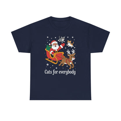 Cats For Everybody Christmas Cat Funny Xmas Women Santa T-Shirt