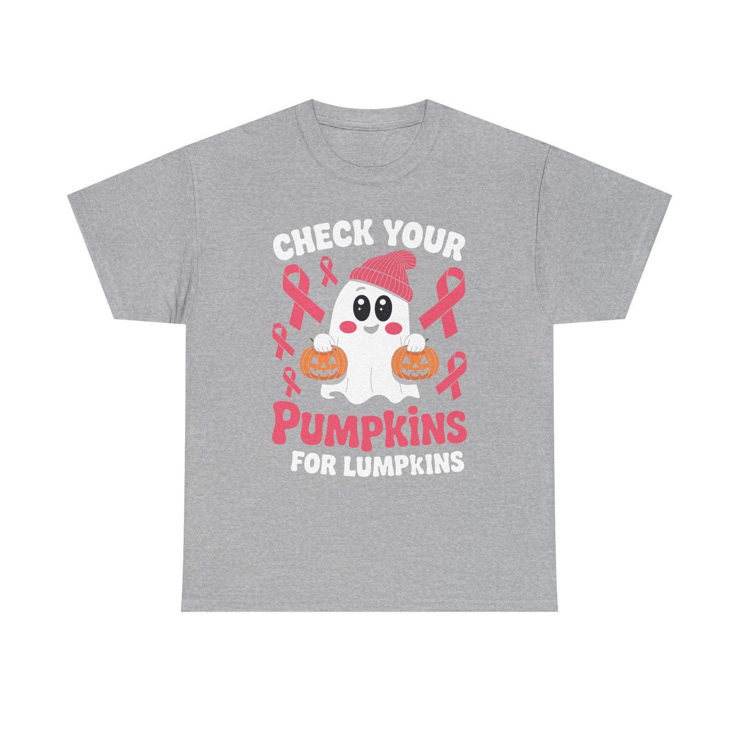 Breast Cancer Halloween Boo Ghost Check Your Pumpkins Womens T-Shirt