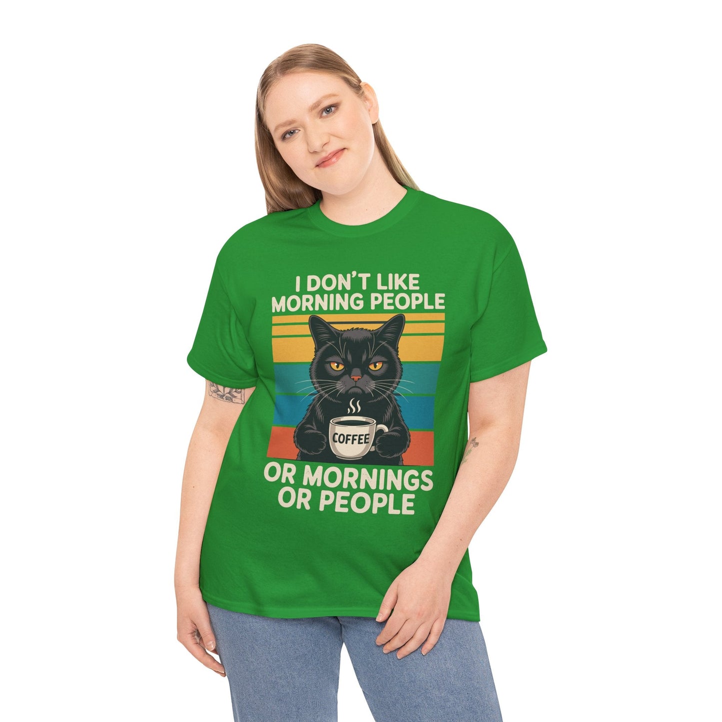 I Hate Morning People And Mornings And People Coffee Cat T-Shirt