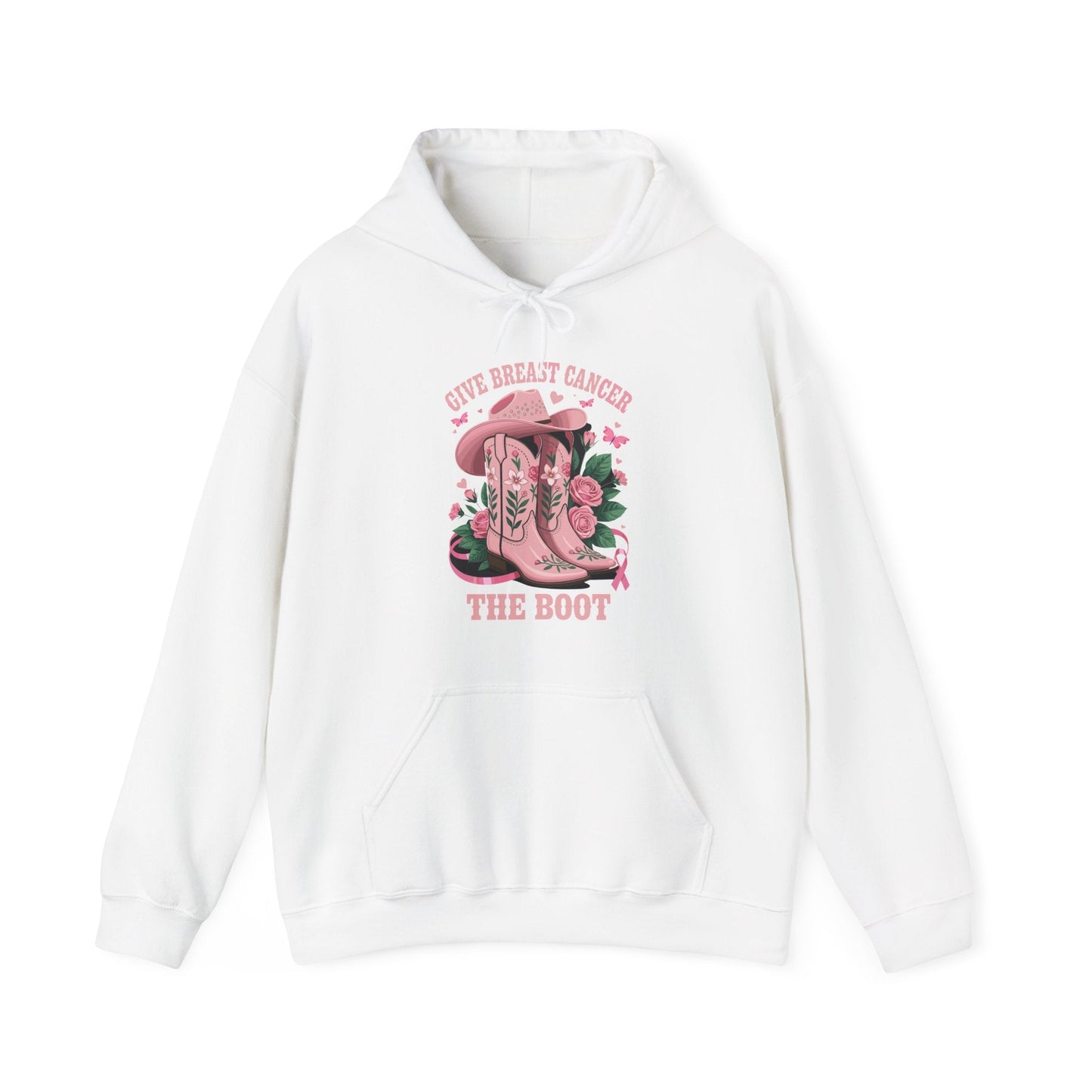 Give Breast Cancer The Boot Cowgirl Cancer Awareness Ribbon Hoodie