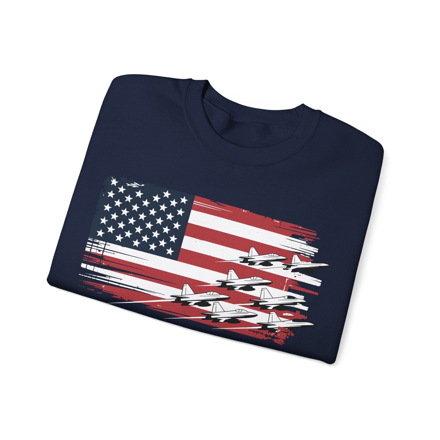 Patriotic Red White Blue USA Flag Fighter Jets 4th of July Sweatshirt