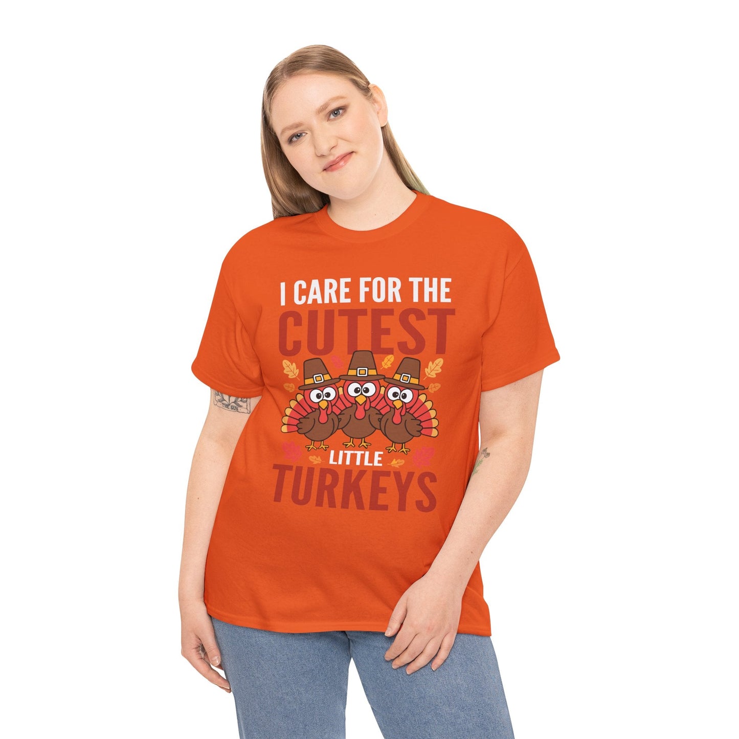 Care For Little Turkeys Nurse Fall Thanksgiving Scrub Top T-Shirt