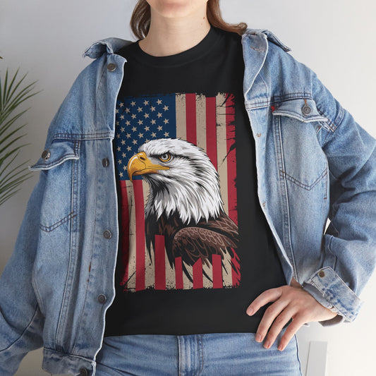 American Flag Bald Eagle Patriotic Red White Blue T-Shirt