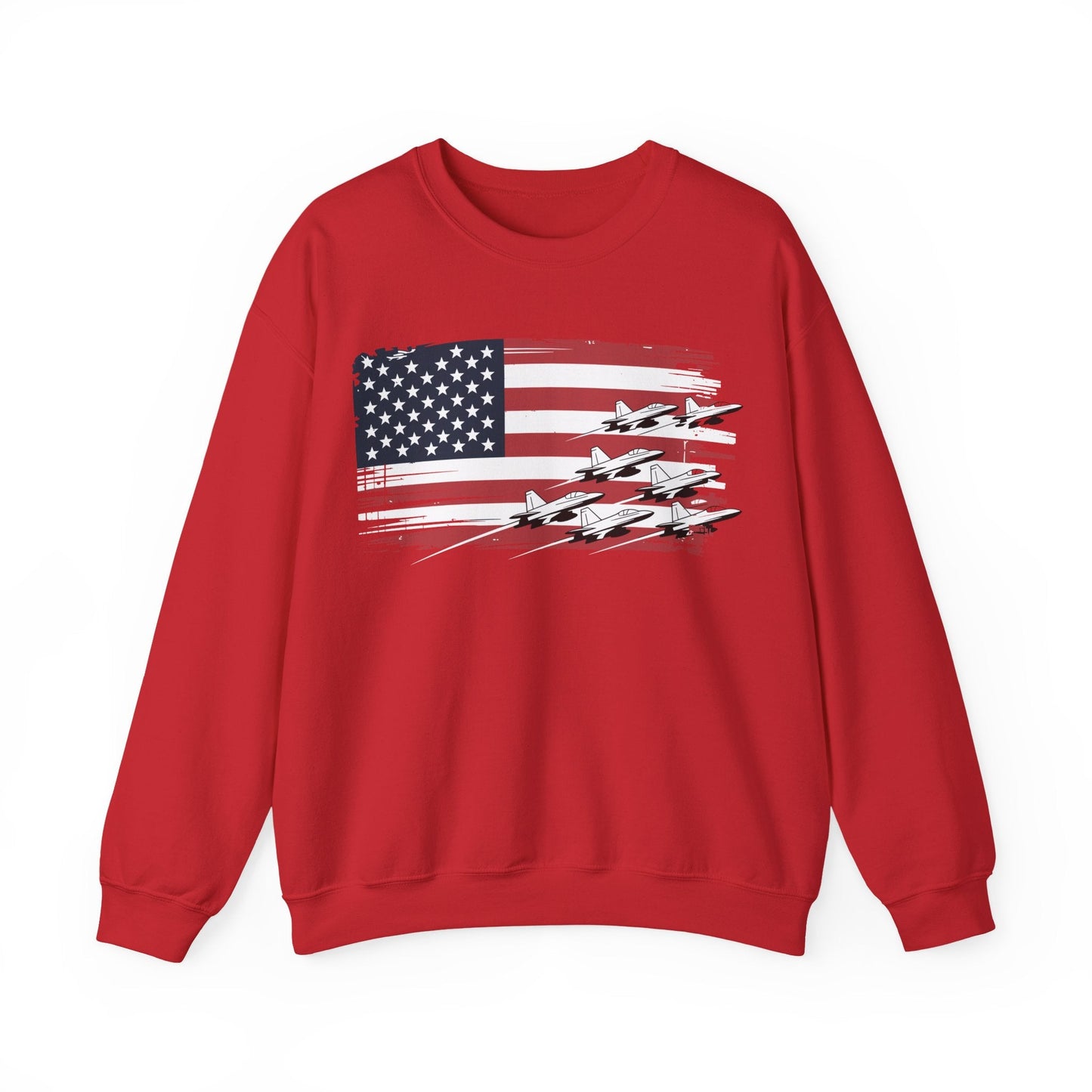 Patriotic Red White Blue USA Flag Fighter Jets 4th of July Sweatshirt