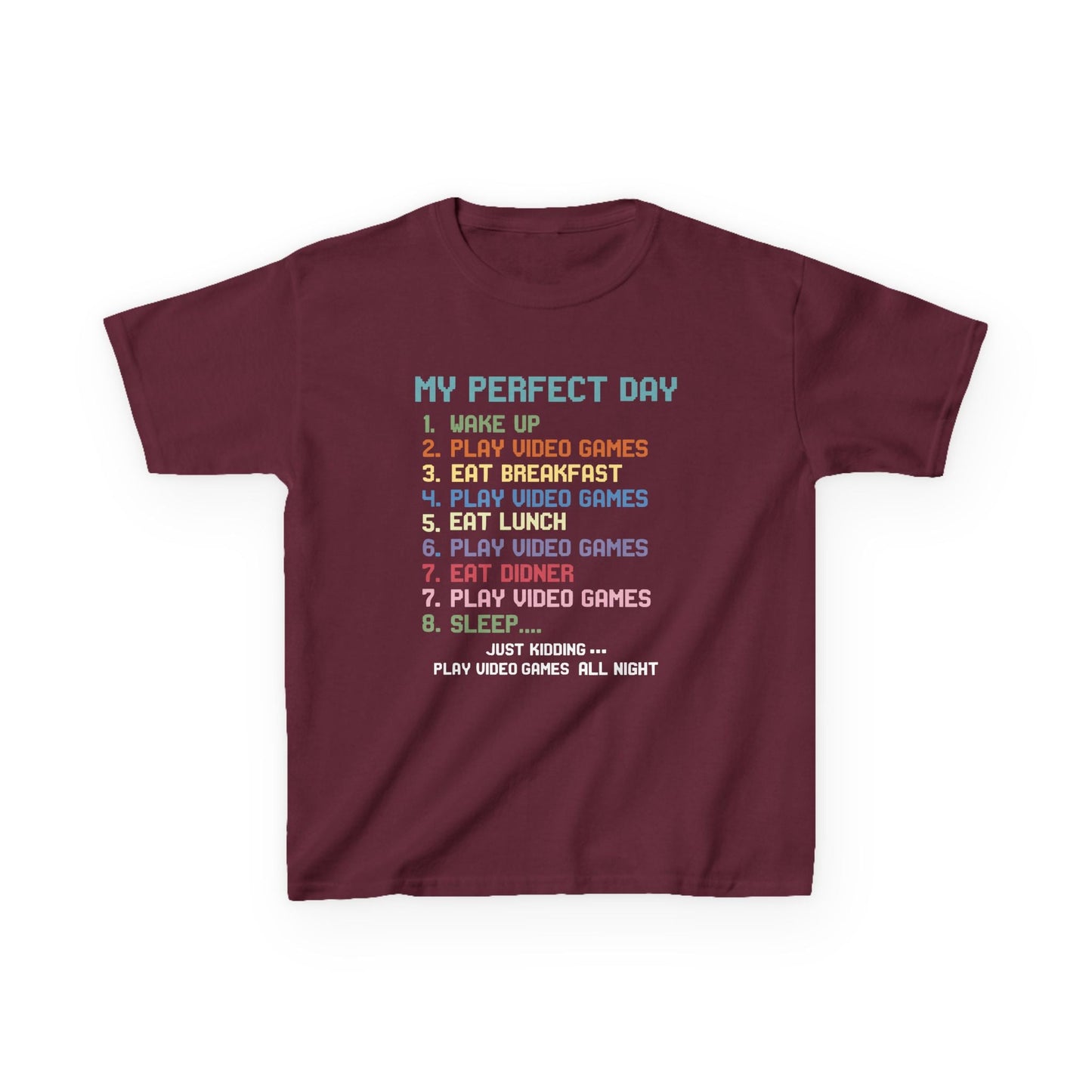 My Perfect Day Play Video Games Funny Gamer Kids T-Shirt