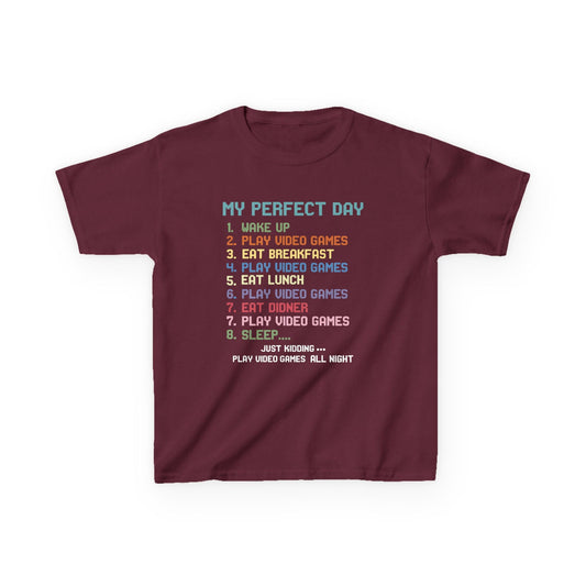 My Perfect Day Play Video Games Funny Gamer Kids T-Shirt
