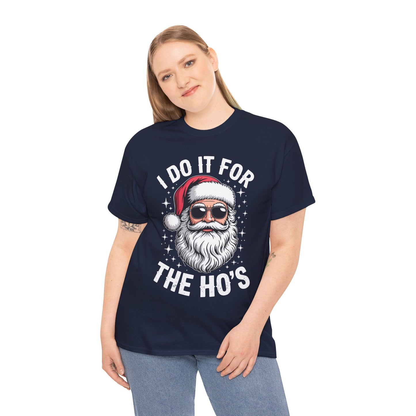 I Do It For The Ho's Funny Inappropriate Christmas Santa T-Shirt