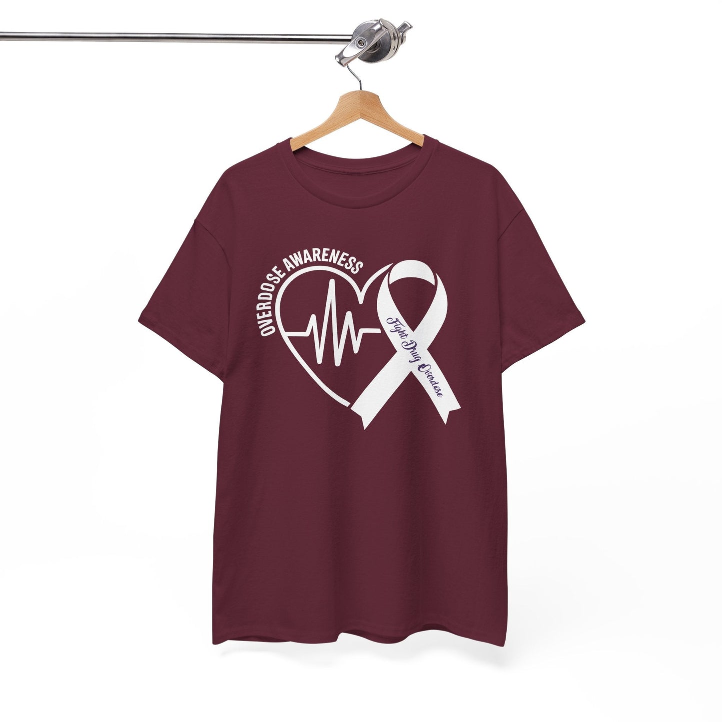 Overdose Awareness Month Heart Purple Ribbon Support T-Shirt