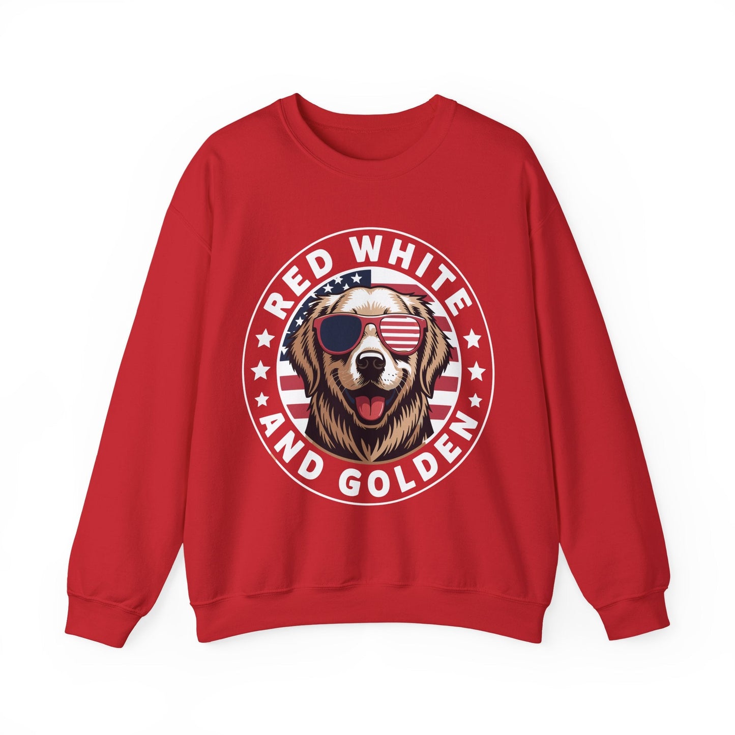 Red White Golden Retriever American Flag 4th of July Gift Sweatshirt