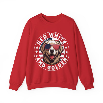 Red White Golden Retriever American Flag 4th of July Gift Sweatshirt