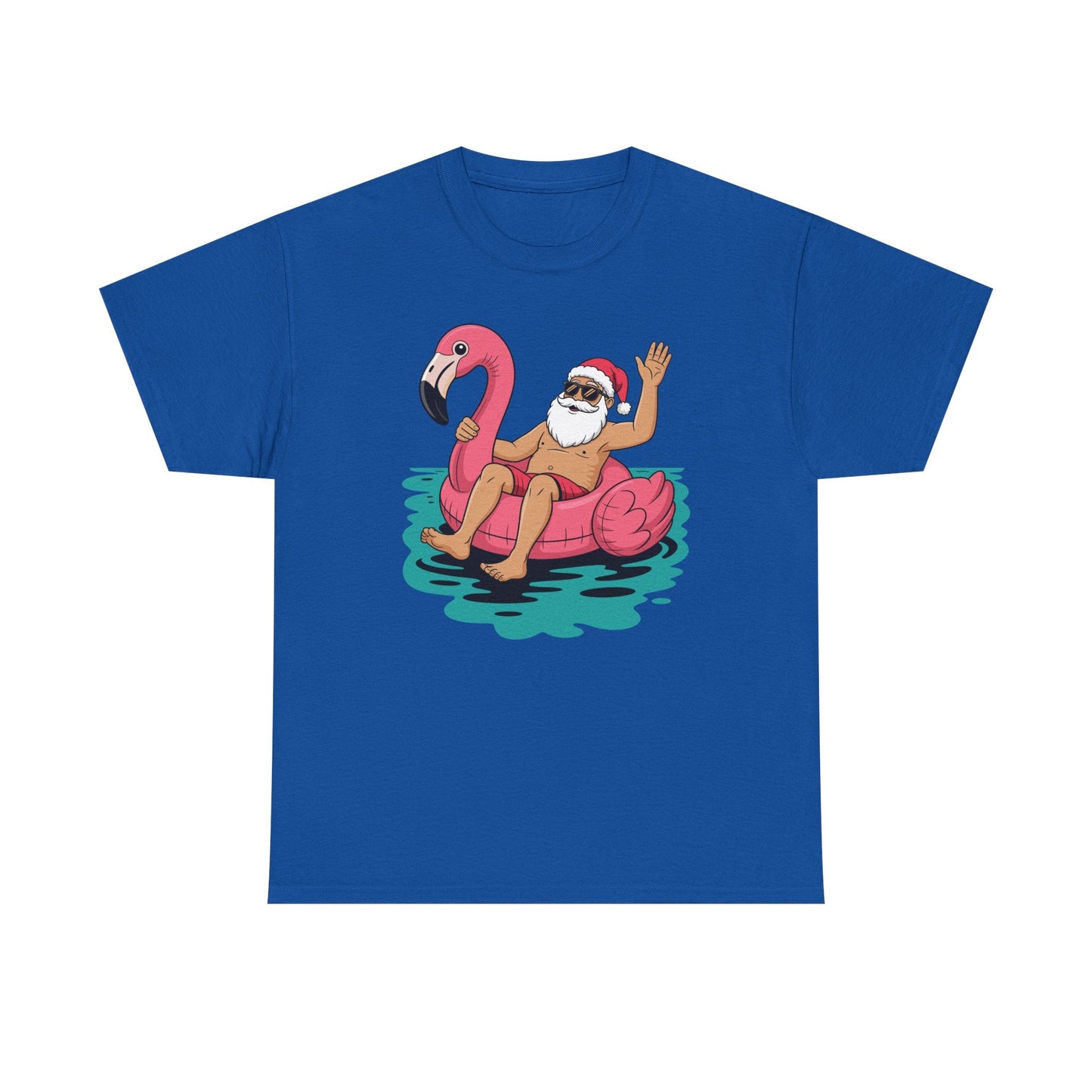Santa Flamingo Floatie Funny Christmas In July Summer Xmas T-Shirt