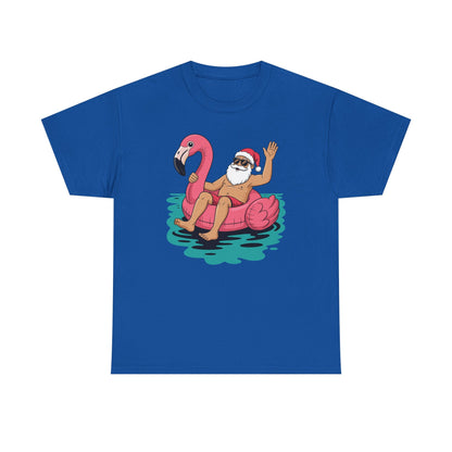 Santa Flamingo Floatie Funny Christmas In July Summer Xmas T-Shirt
