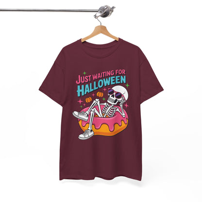 Just Waiting For Halloween Skeleton Donut Summerween Vibes T-Shirt
