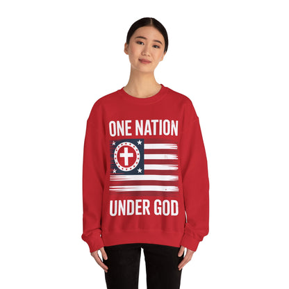 One Nation Under God Flag 4th Of July Patriotic Christian Sweatshirt