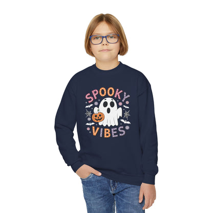 Spooky Vibes Ghost Retro Groovy Halloween Kids Sweatshirt