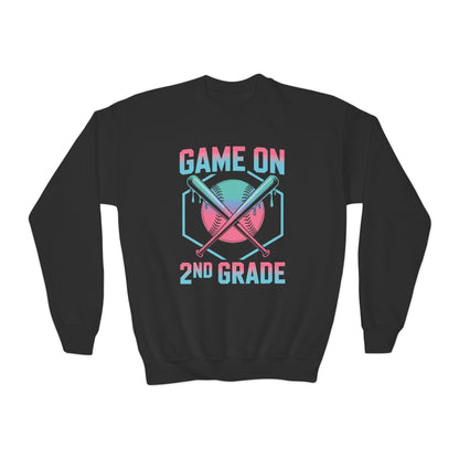2nd Grade Back to School Baseball Drip Ice Cream Game On Kid Sweatshirt