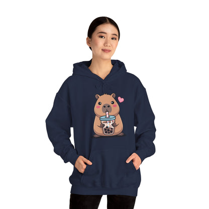 Cute Capybara Kawaii Anime Drinking Bubble Tea Lover Girls Hoodie