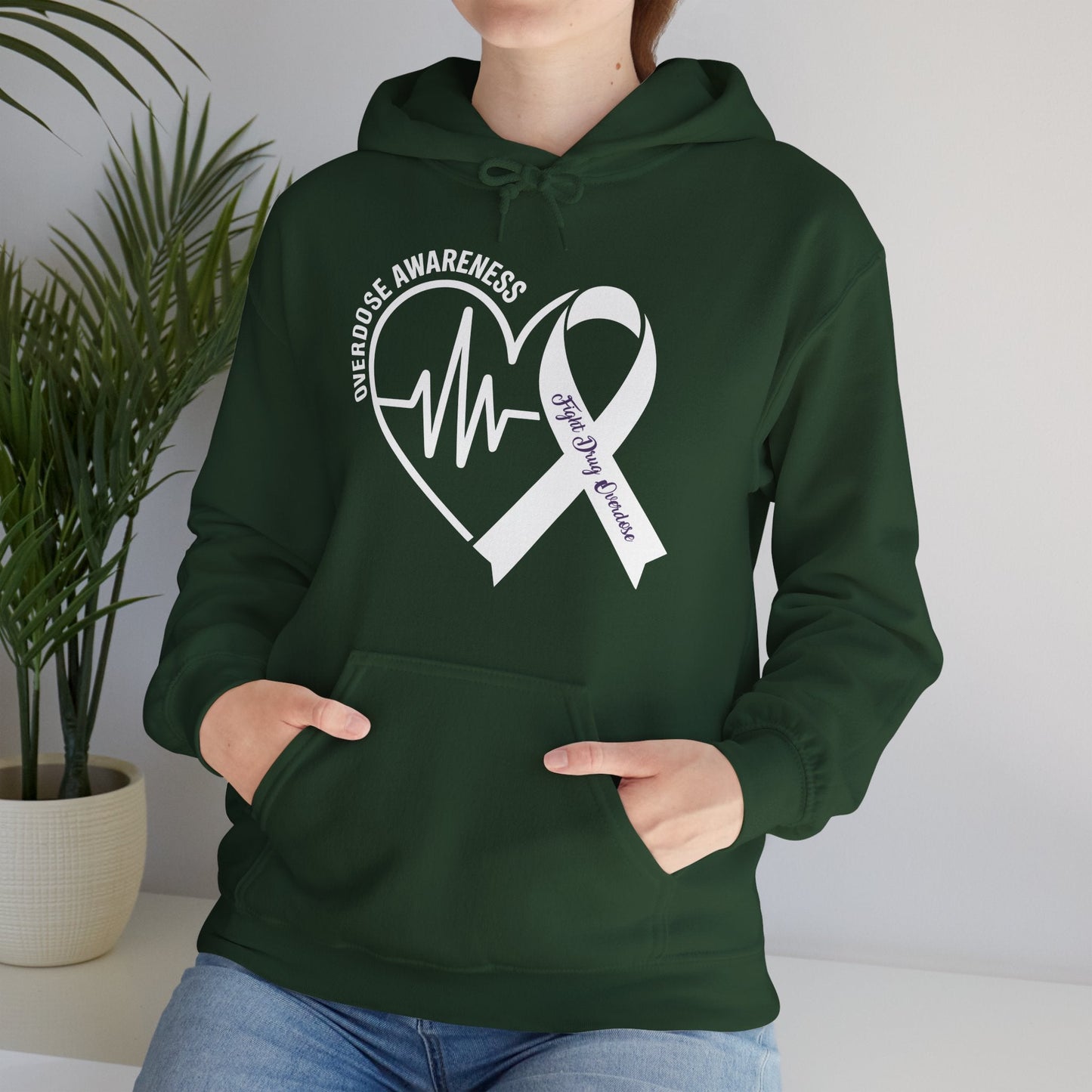 Overdose Awareness Month Heart Purple Ribbon Support Hoodie