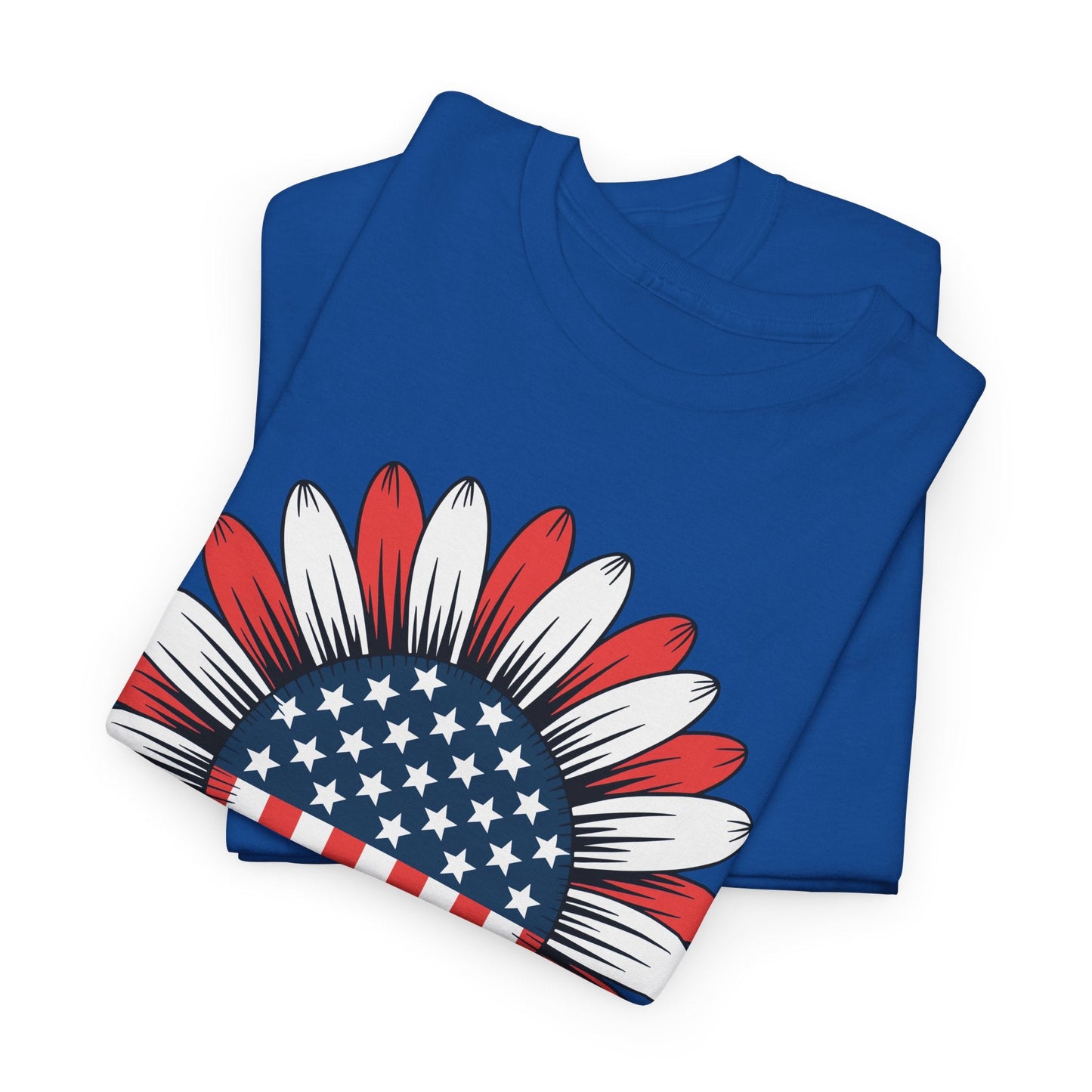 Sunflower American Flag 4th of July Women Men Merica USA T-Shirt