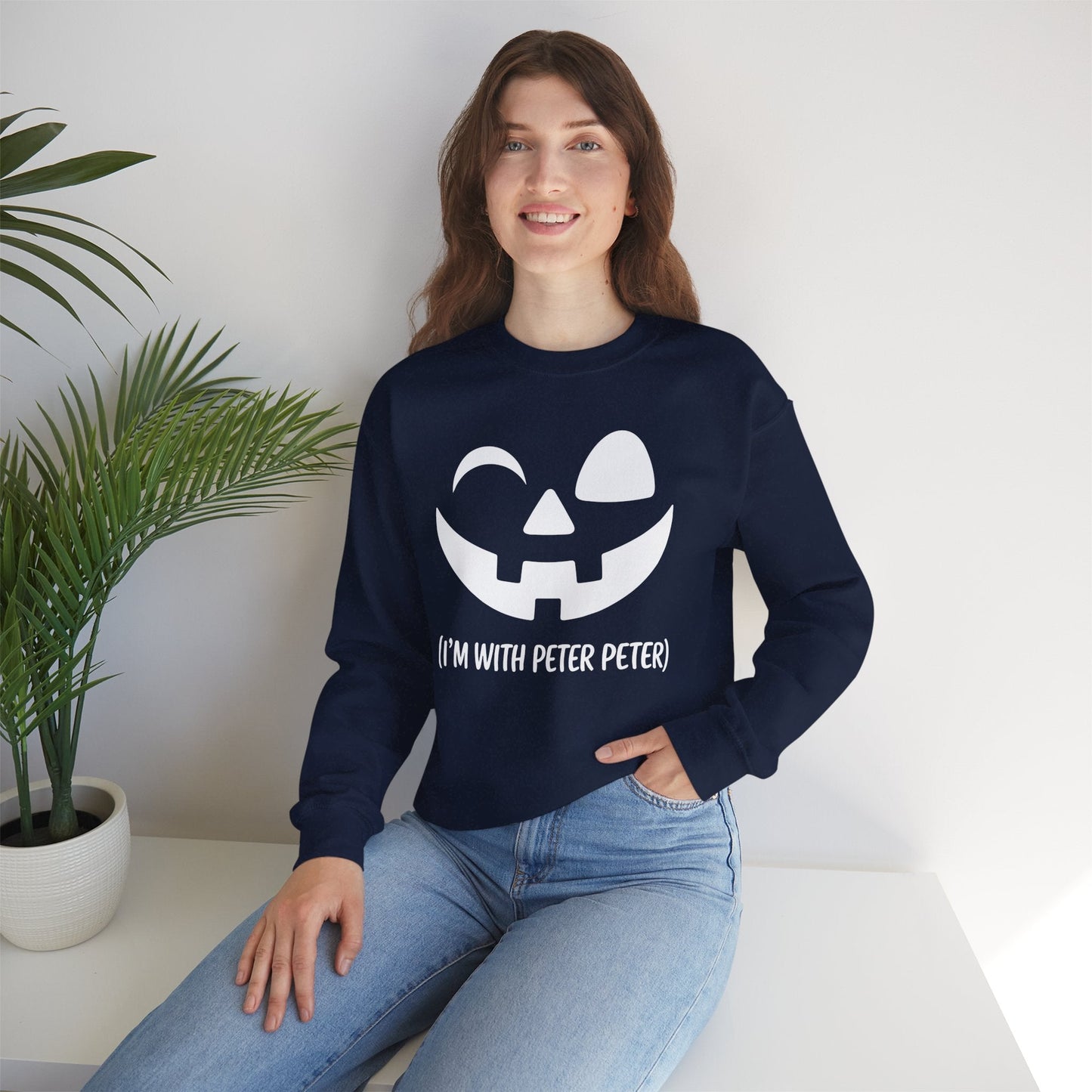 Im With Peter Couple Halloween Adult Eater Pumpkin Sweatshirt