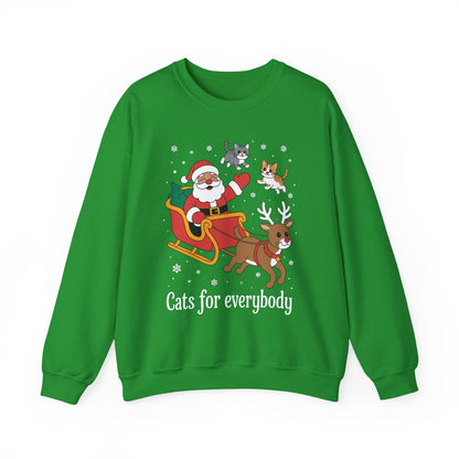 Cats For Everybody Christmas Cat Funny Xmas Women Santa Sweatshirt