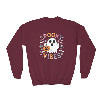 Spooky Vibes Ghost Retro Groovy Halloween Kids Sweatshirt