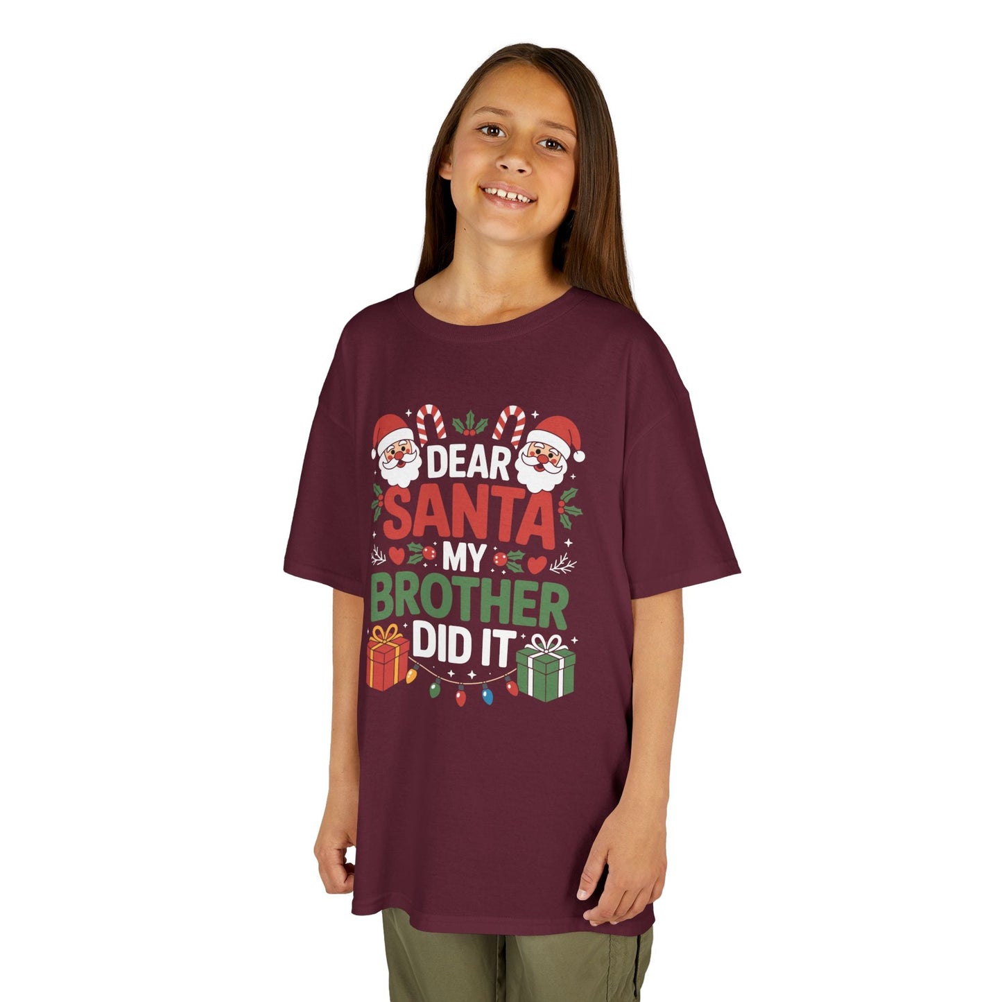 Dear Santa My Brother Did It Funny Christmas Boys Girls Kids T-Shirt