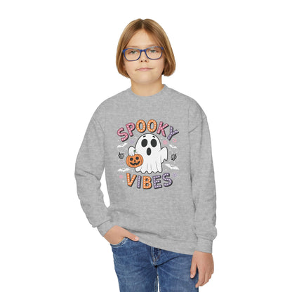 Spooky Vibes Ghost Retro Groovy Halloween Kids Sweatshirt