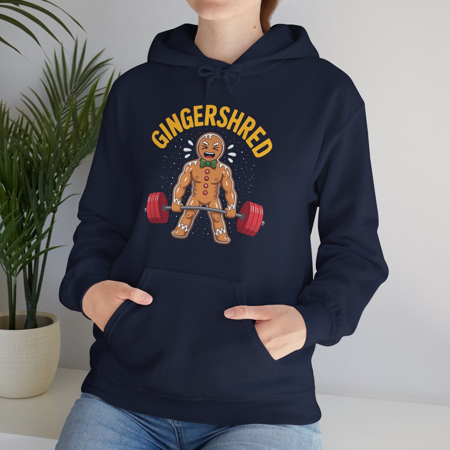 Funny Gingershred Gingerbread Man Gym Bodybuilding Christmas Hoodie