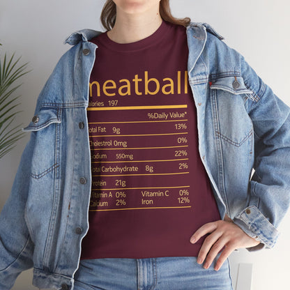 Meatball Nutrition Facts Funny Thanksgiving Christmas T-Shirt