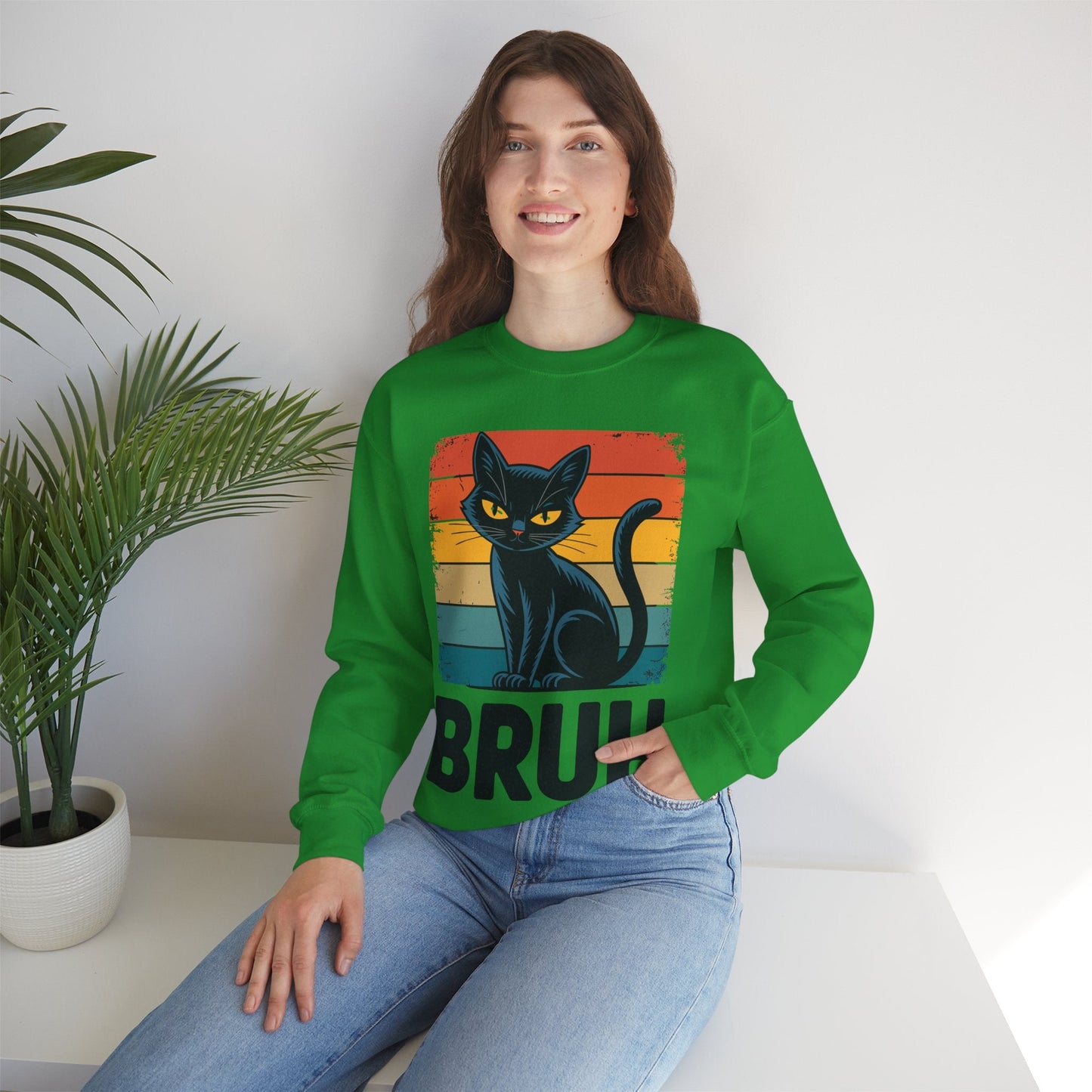 Funny Cat Bruh For Teens Boys Girls Men Women Meme Graphic Sweatshirt