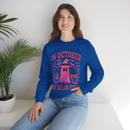 In October We Wear Pink Breast Cancer Awareness Halloween Sweatshirt