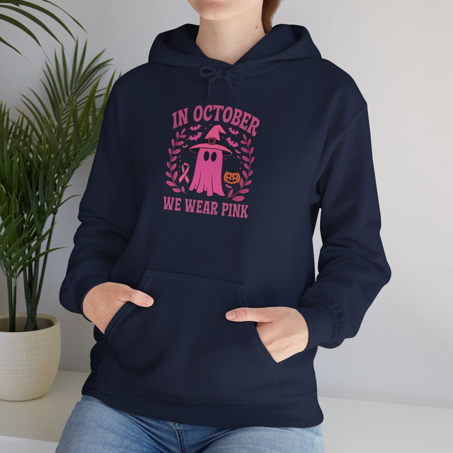 In October We Wear Pink Breast Cancer Awareness Halloween Hoodie