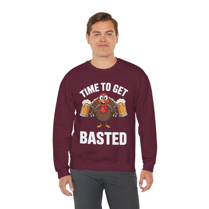Time To Get Basted Funny Beer Thanksgiving Turkey Gift Sweatshirt