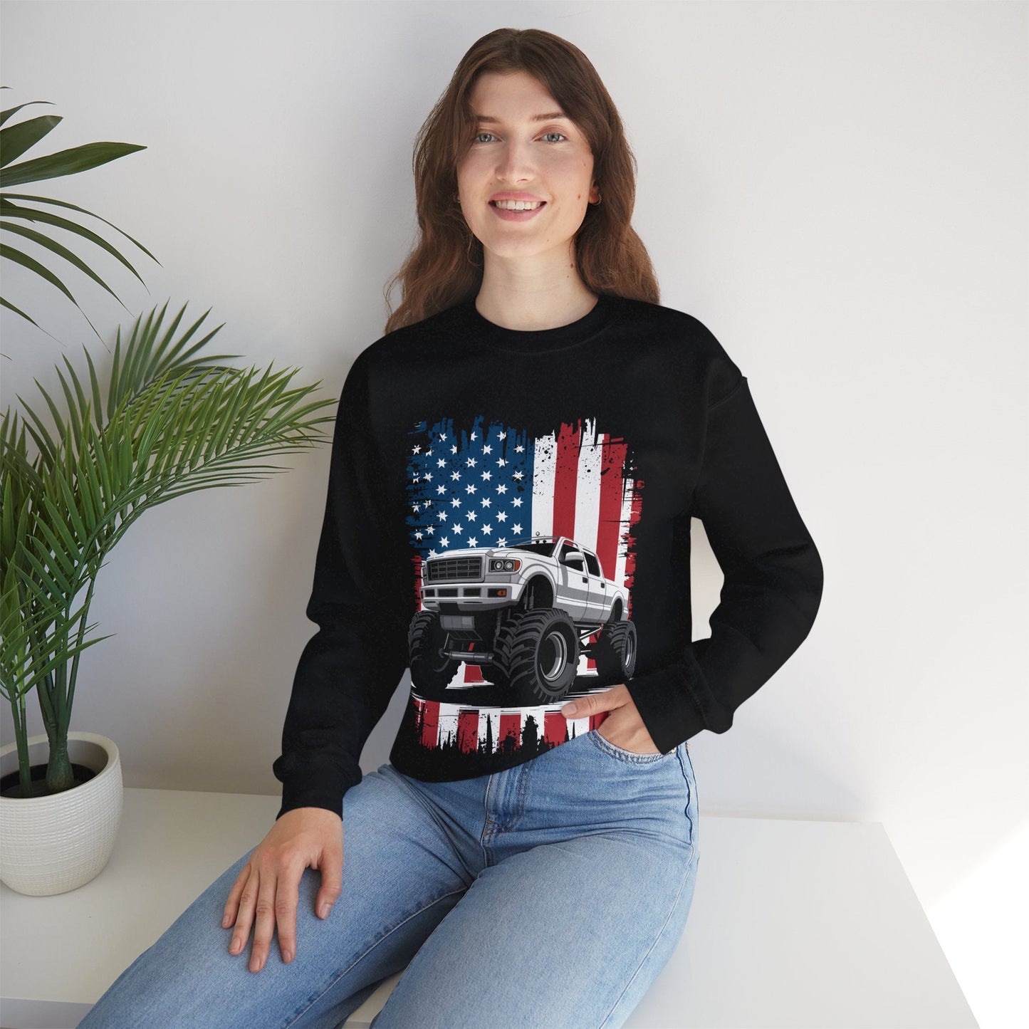 Monster Truck USA Flag American Sweatshirt