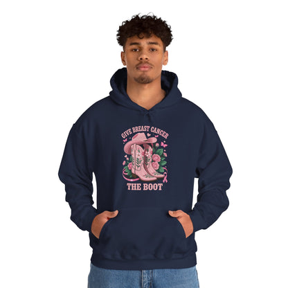 Give Breast Cancer The Boot Cowgirl Cancer Awareness Ribbon Hoodie