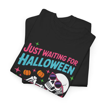 Just Waiting For Halloween Skeleton Donut Summerween Vibes T-Shirt