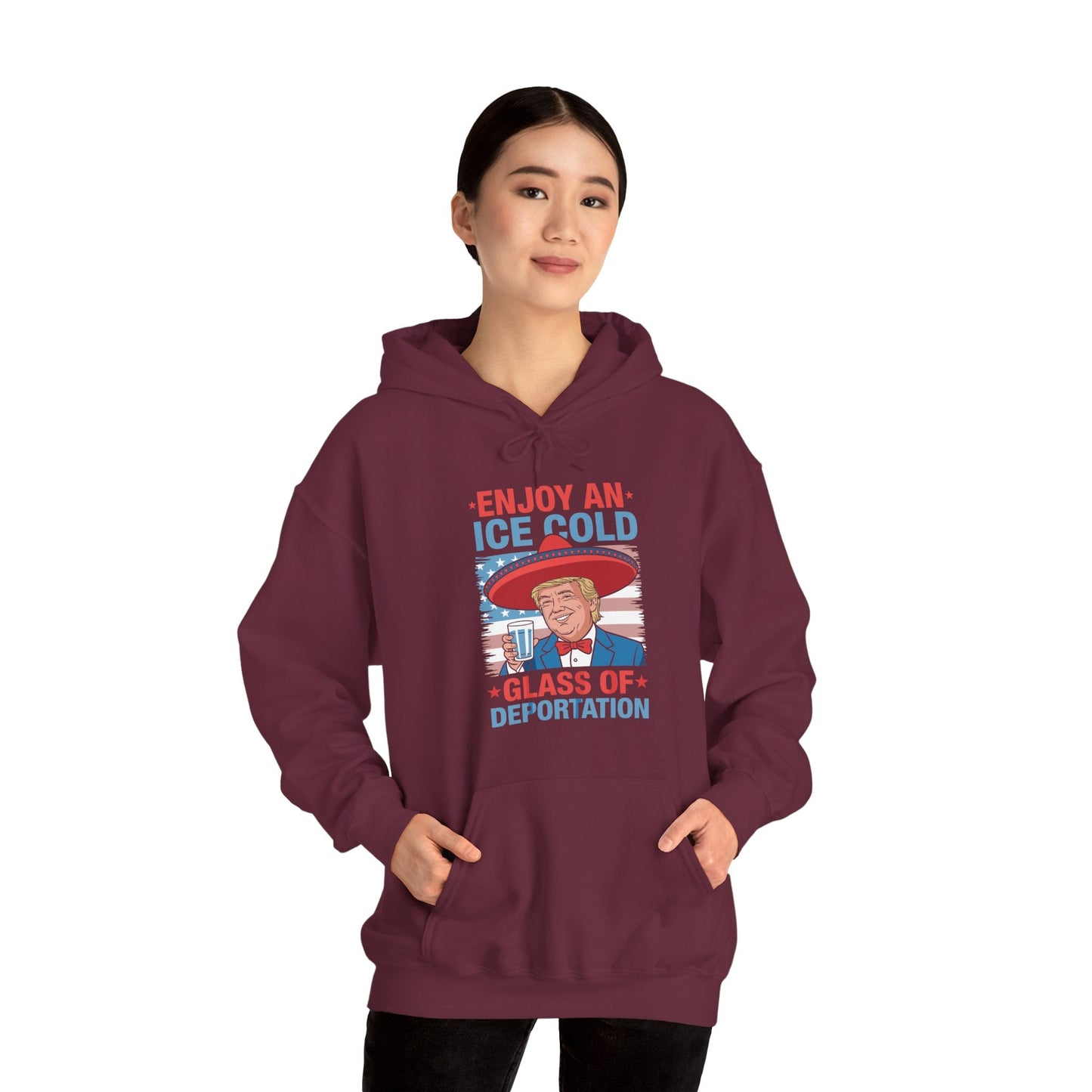 Funny Trump 4th of July Ice Cold Glass Of Deportation Hoodie